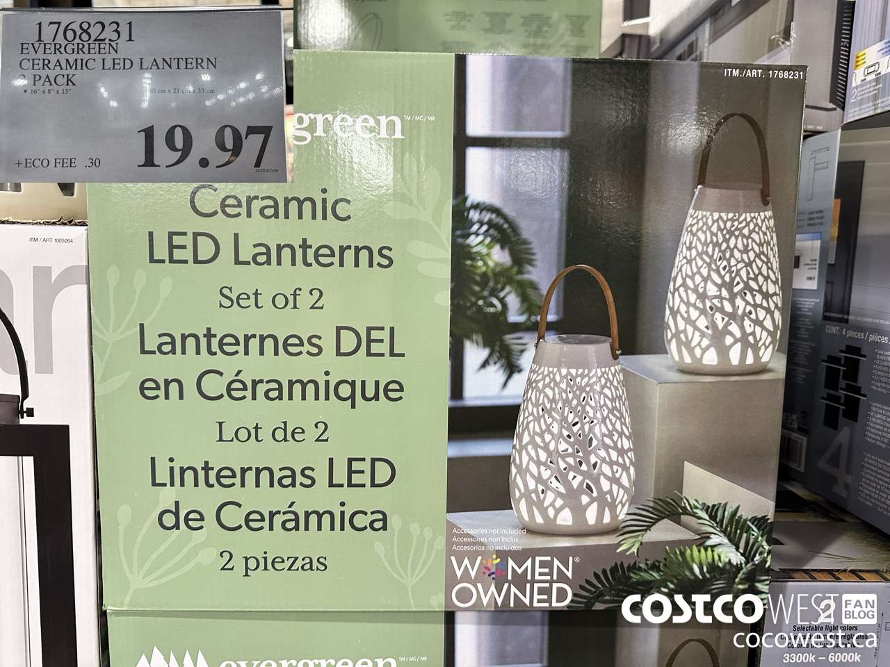 1768231 EVERGREEN CERAMIC LED LANTERN 2 PACK $19.97