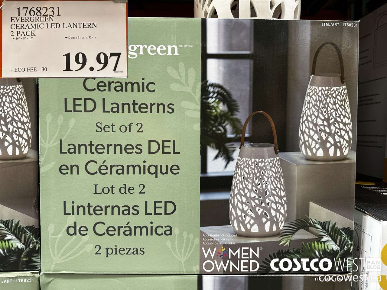 1768231 EVERGREEN CERAMIC LED LANTERN 2 PACK $19.97