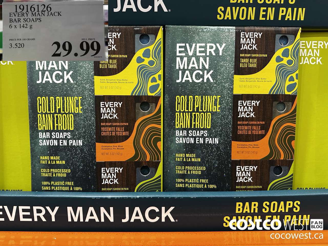 1916126 EVERY MAN JACK BAR SOAPS 6 X 142G $29.99