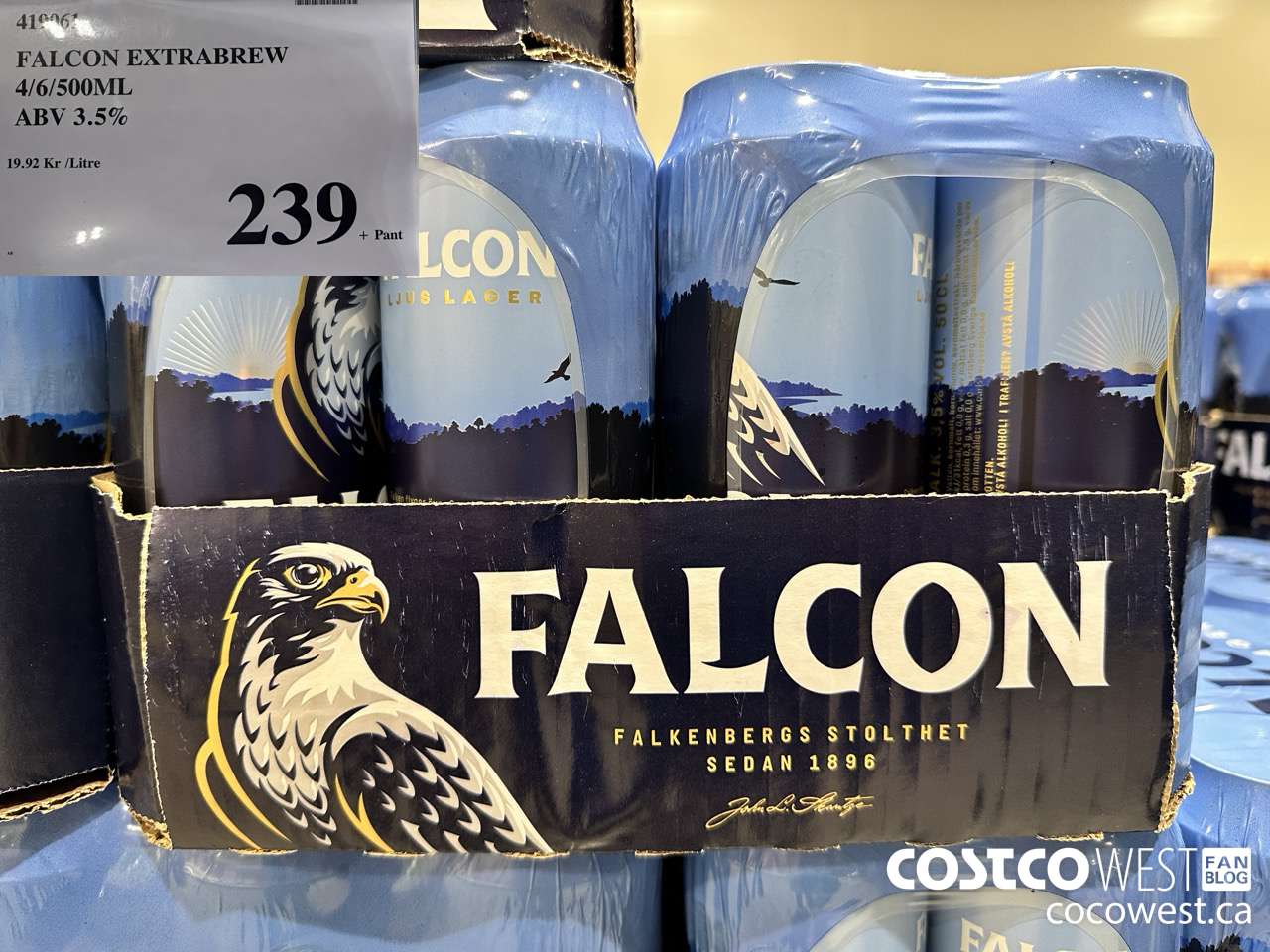 419061 FALCON EXTRABREW 4/6/500ML ABV 3.5% $239.00