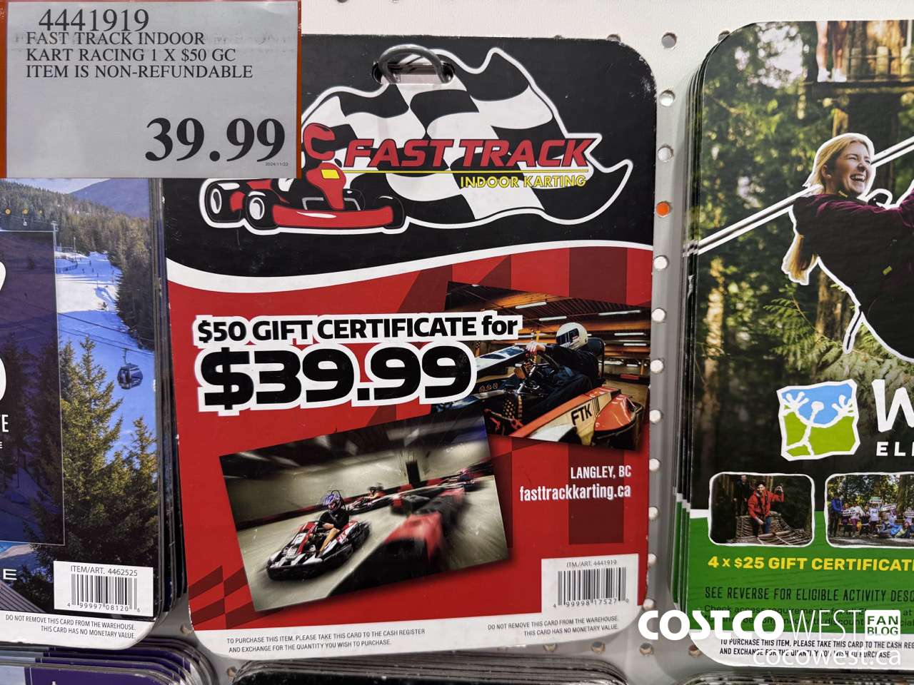 4441919 FAST TRACK INDOOR KART RACING 2 X $25 GIFT CERTIFICATES $39.99
