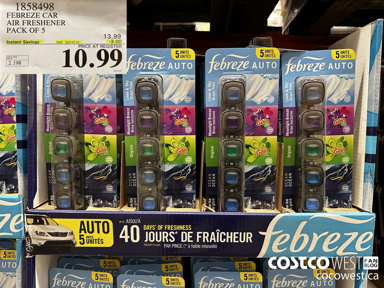 1858498 FEBREZE CAR AIR FRESHENER PACK OF 5 ($3.00 INSTANT SAVINGS EXPIRES ON 2025-07-27) $10.99