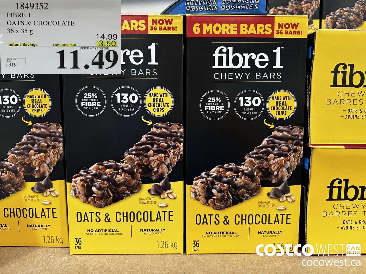 1849352 FIBRE 1 OATS & CHOCOLATE 36 X 35G ($3.50 INSTANT SAVINGS EXPIRES ON 2025-07-20) $11.49