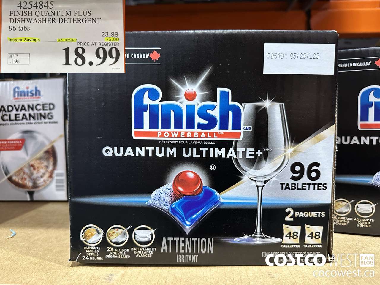 4254845 FINISH QUANTUM PLUS DISHWASHER DETERGENT 96 TABS ($5.00 INSTANT SAVINGS EXPIRES ON 2025-07-20) $18.99