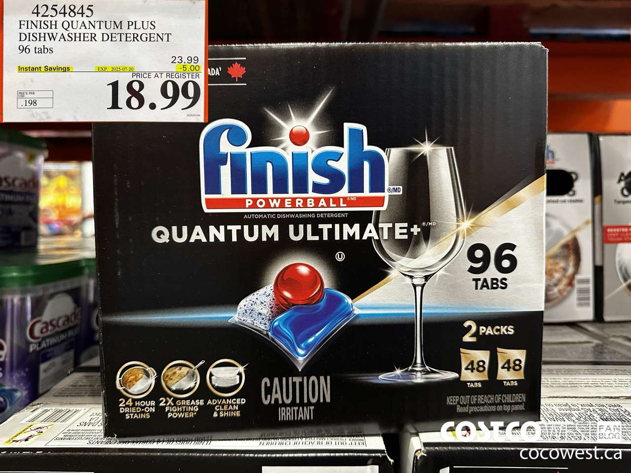 4254845 FINISH QUANTUM PLUS DISHWASHER DETERGENT 96 TABS ($5.00 INSTANT SAVINGS EXPIRES ON 2025-07-20) $18.99