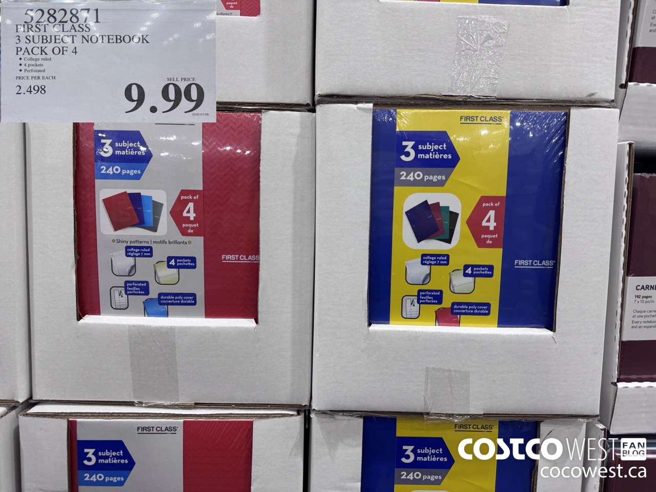 5282871 FIRST CLASS 3 SUBJECT NOTEBOOK PACK OF 4 $9.99