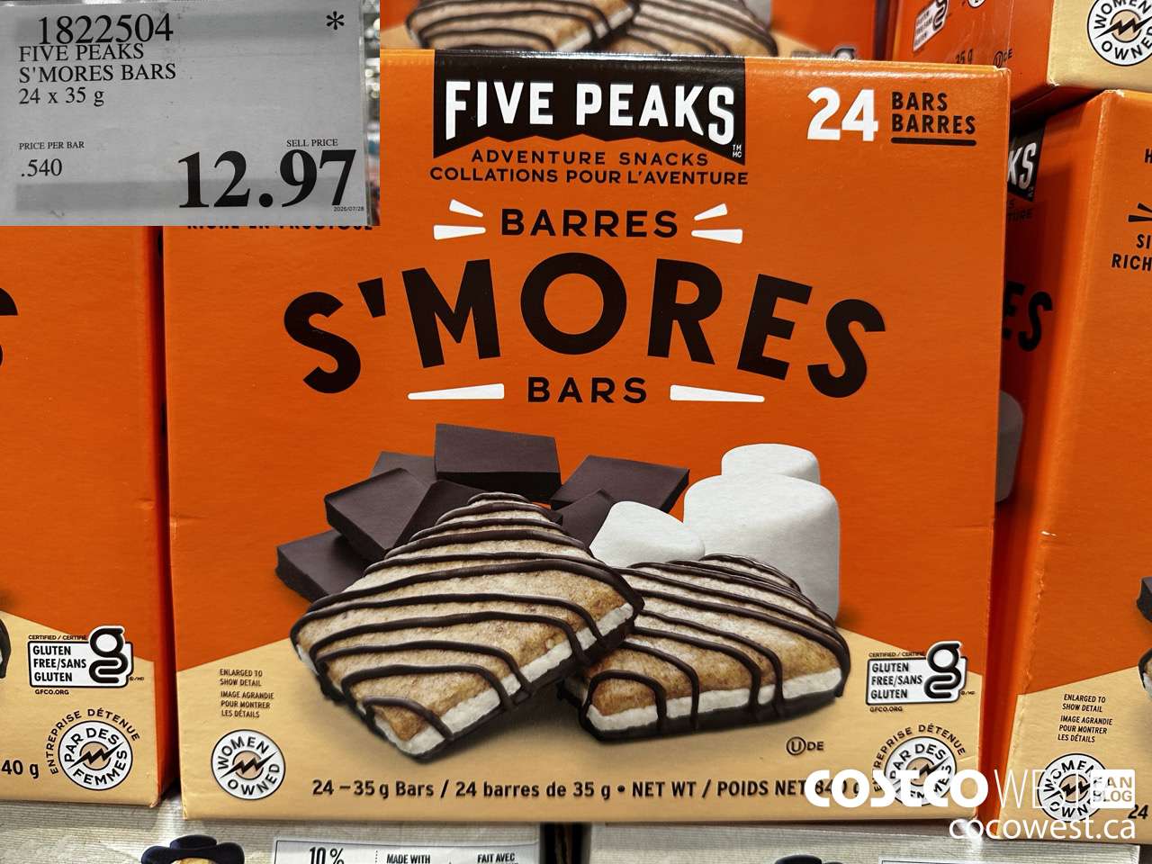 1822504 FIVE PEAKS S'MORES BARS 24 X 35G $12.97