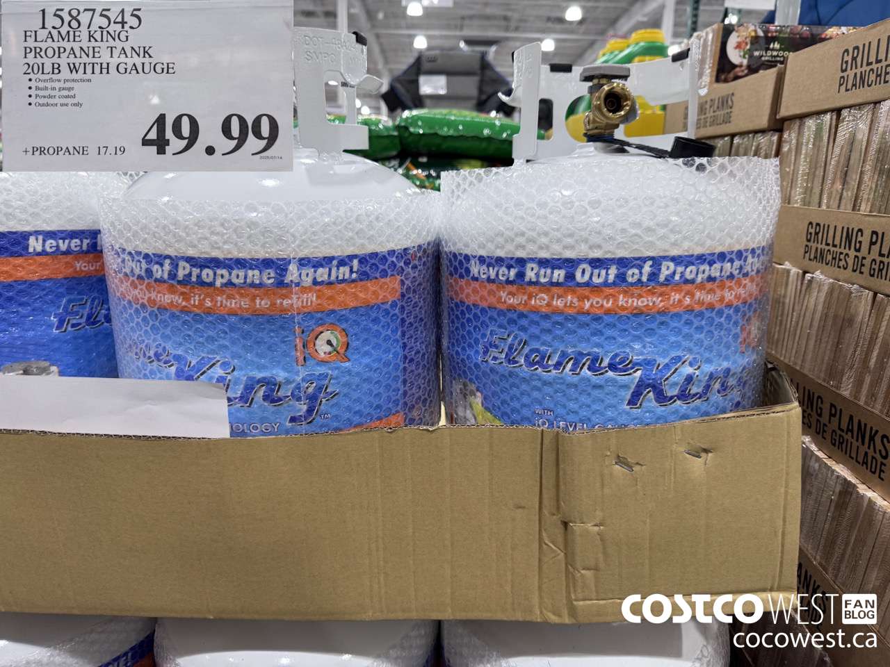 1587545 FLAME KING PROPANE TANK 20LB WITH GAUGE $49.99