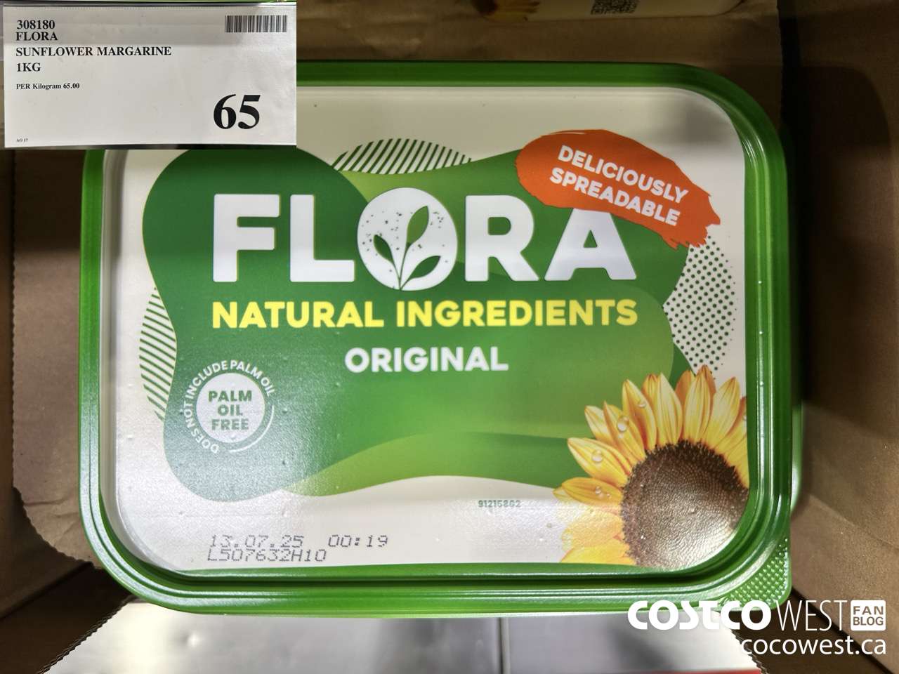 308180 FLORA SUNFLOWER MARGARINE 1KG $65.00