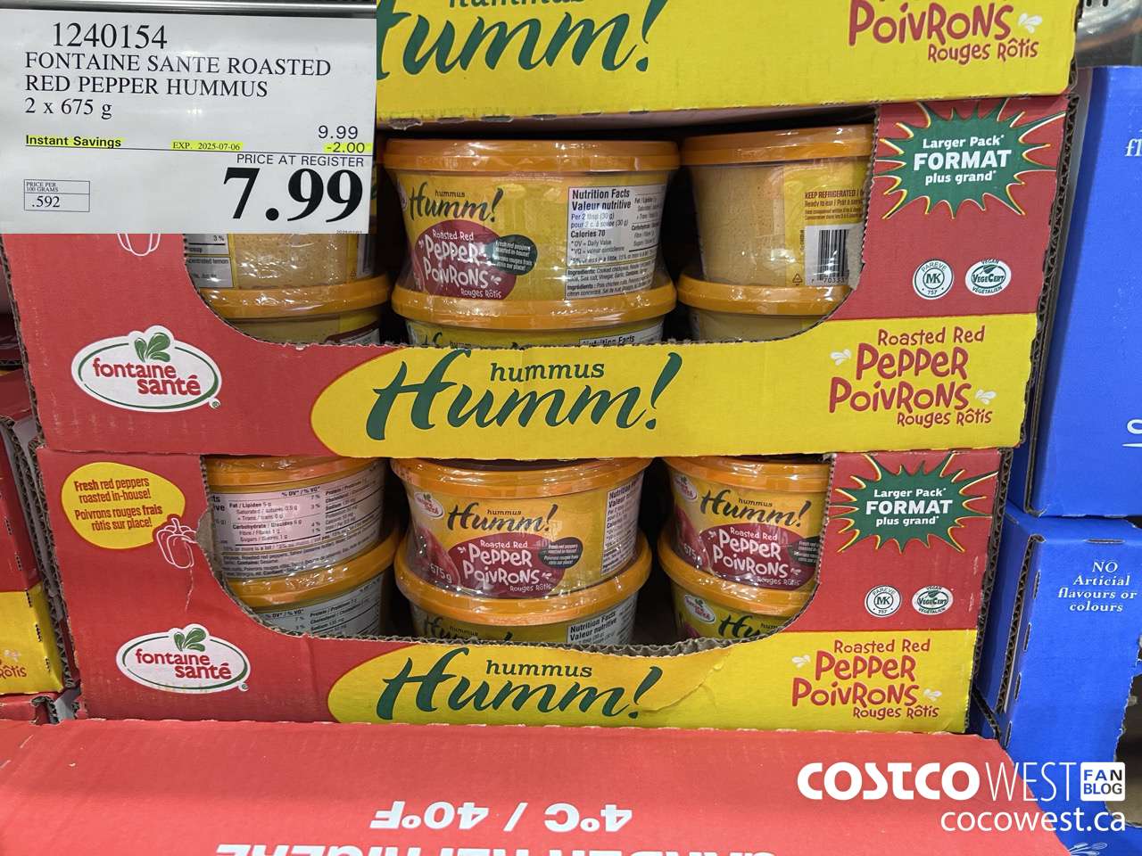 1240154 FONTAINE SANTE ROASTED RED PEPPER HUMMUS 2 X 675G ($2.00 INSTANT SAVINGS EXPIRES ON 2025-07-06) $7.99