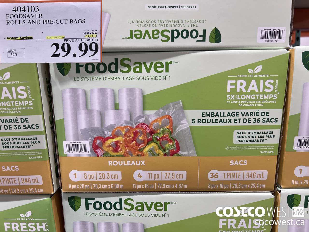 404103 FOODSAVER ROLLS AND PRE-CUT BAGS ($10.00 INSTANT SAVINGS EXPIRES ON 2025-07-06) $29.99