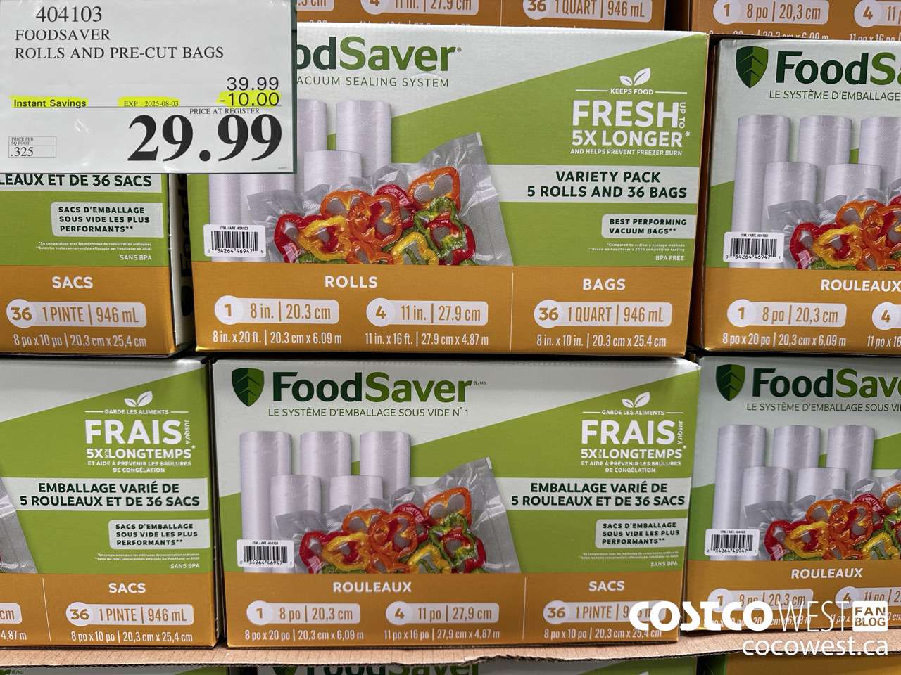 404103 FOODSAVER ROLLS AND PRE-CUT BAGS ($10.00 INSTANT SAVINGS EXPIRES ON 2025-08-03) $29.99
