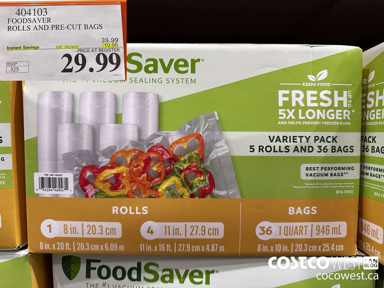 404103 FOODSAVER ROLLS AND PRE-CUT BAGS ($10.00 INSTANT SAVINGS EXPIRES ON 2025-08-03) $29.99