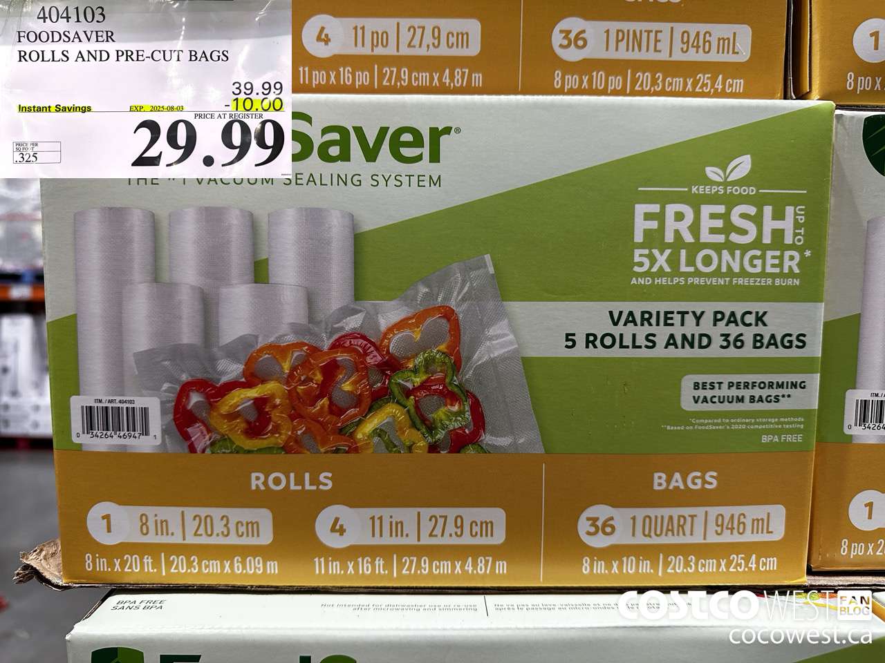 404103 FOODSAVER ROLLS AND PRE-CUT BAGS ($10.00 INSTANT SAVINGS EXPIRES ON 2025-08-03) $29.99