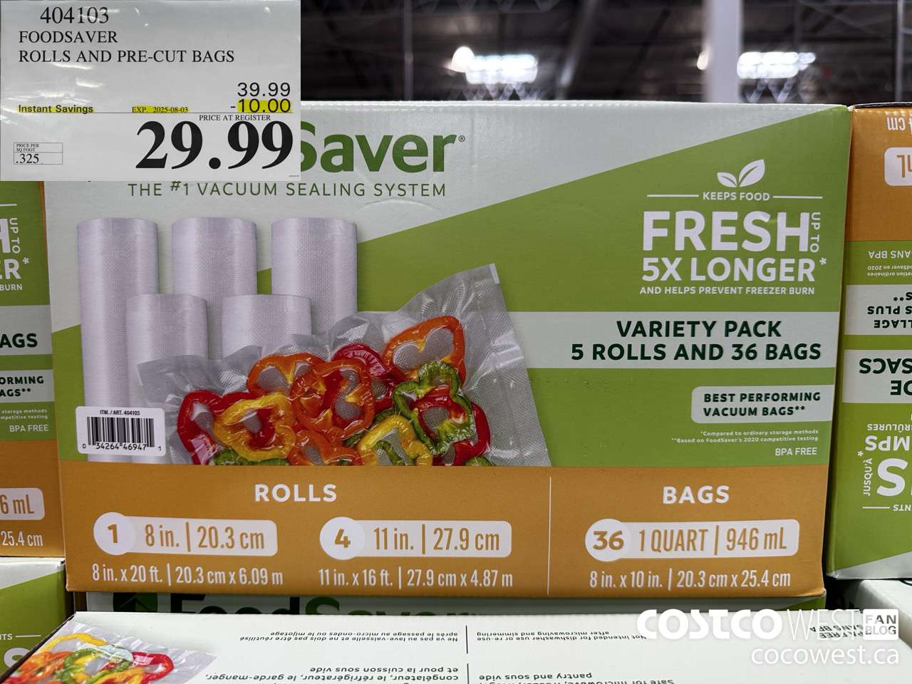 404103 FOODSAVER ROLLS AND PRE-CUT BAGS ($10.00 INSTANT SAVINGS EXPIRES ON 2025-08-03) $29.99