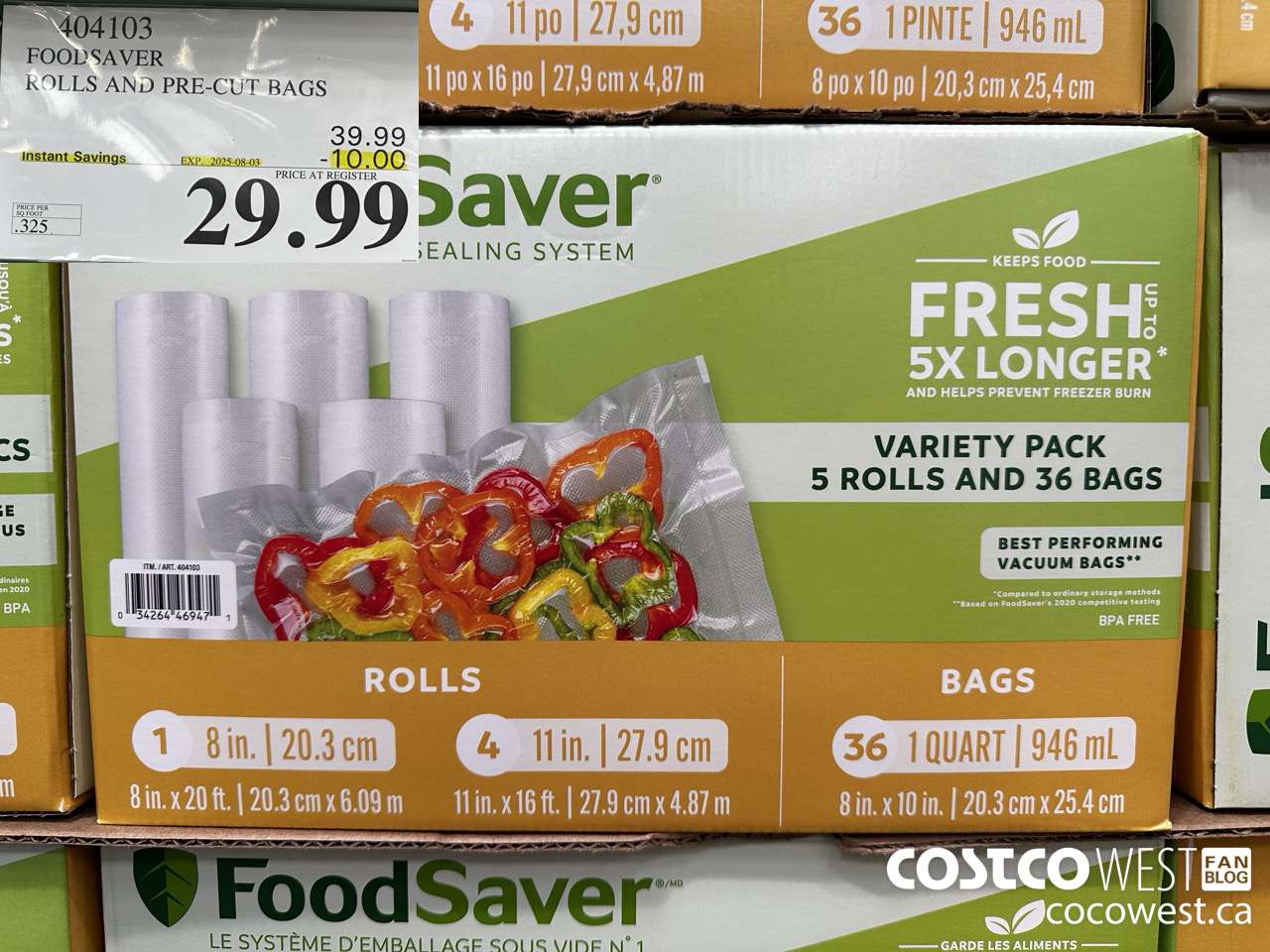 404103 FOODSAVER ROLLS AND PRE-CUT BAGS ($10.00 INSTANT SAVINGS EXPIRES ON 2025-08-03) $29.99