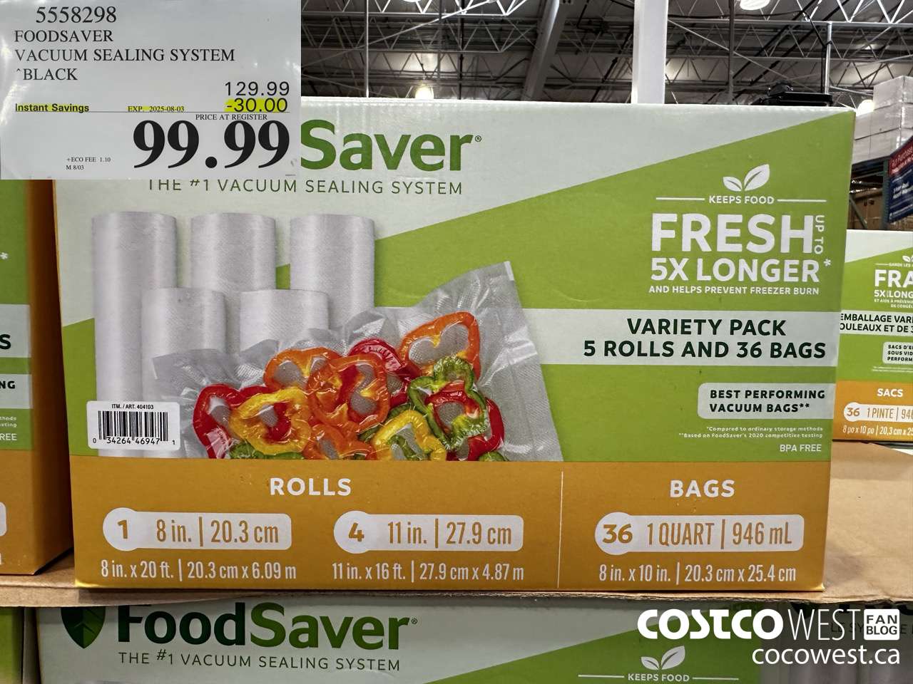 5558298 FOODSAVER VACUUM SEALING SYSTEM BLACK ($30.00 INSTANT SAVINGS EXPIRES ON 2025-08-03) $99.99