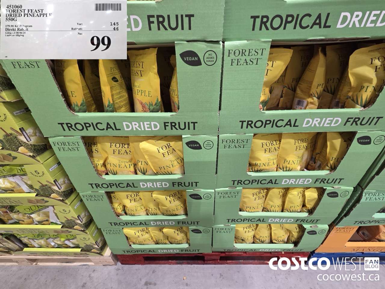 451060 FOREST FEAST DRIED PINEAPPLE 550G ($46.00 INSTANT SAVINGS EXPIRES ON 2025-06-08) $99.00