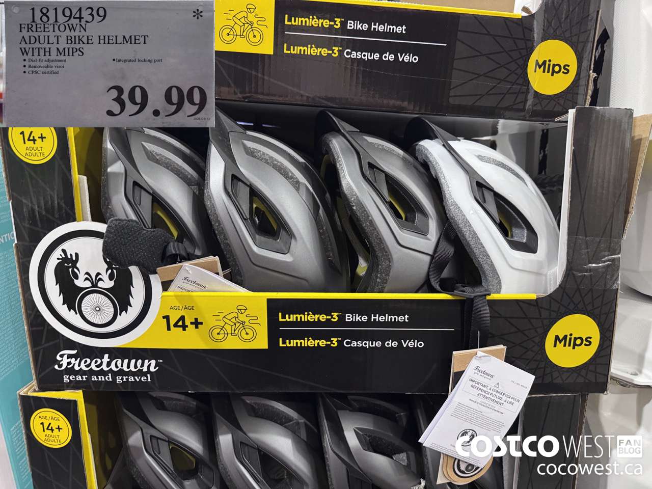 1819439 FREETOWN ADULT BIKE HELMET WITH MIPS $39.99