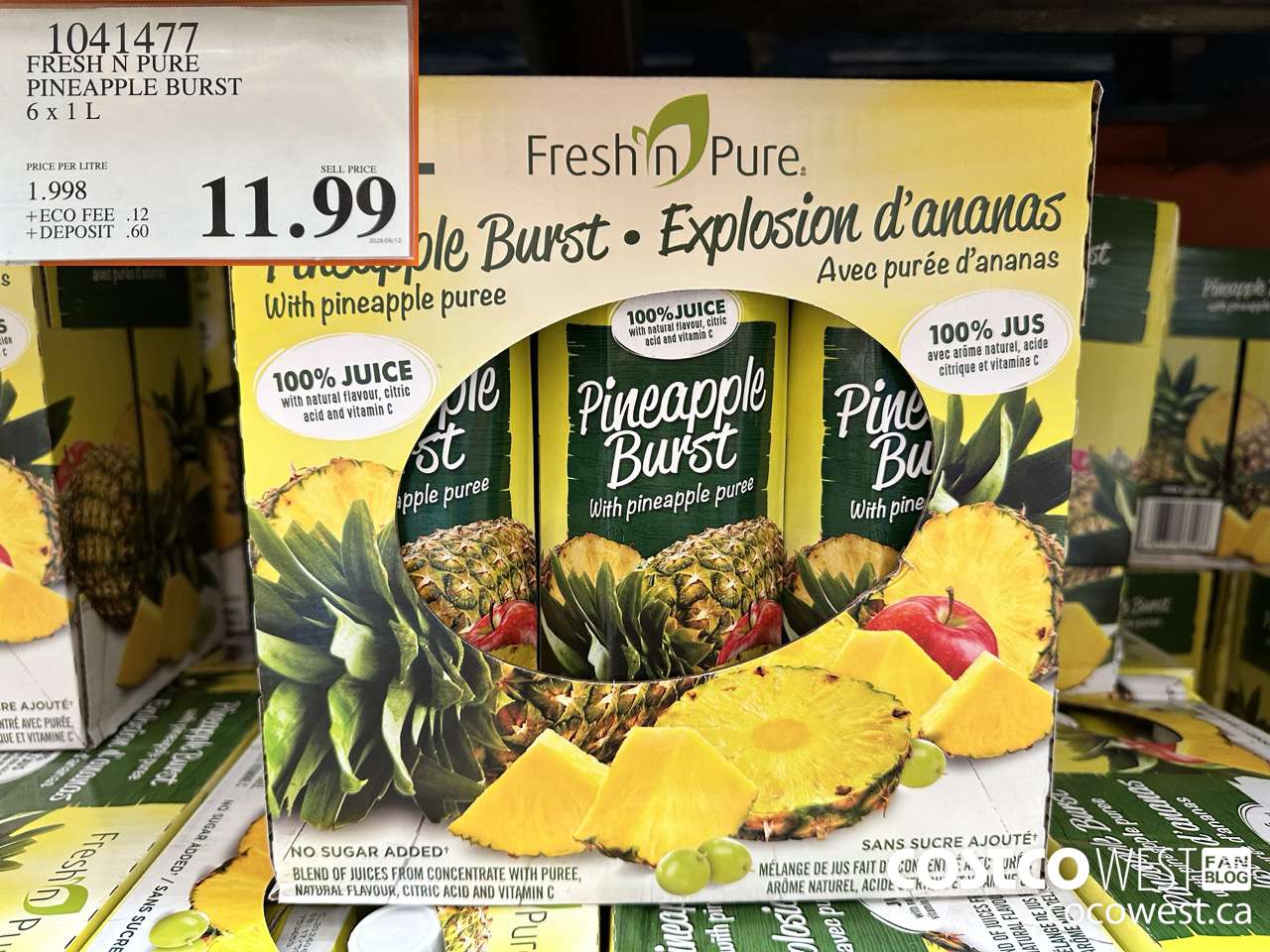 1041477 FRESH N PURE PINEAPPLE BURST 6 x 1 L $11.99