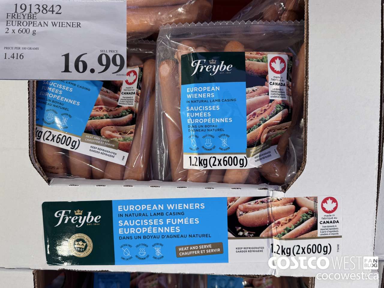 1913842 FREYBE EUROPEAN WIENER 2 X 600 G $16.99