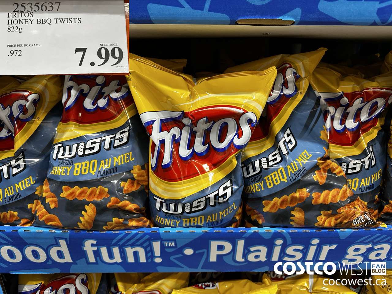 2535637 FRITOS HONEY BBQ TWISTS 822G $7.99