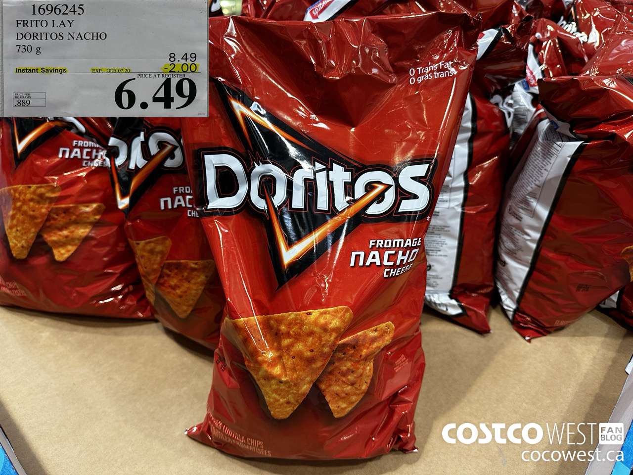 1696245 FRITO LAY DORITOS NACHO 730G ($2.00 INSTANT SAVINGS EXPIRES ON 2025-07-20) $6.49