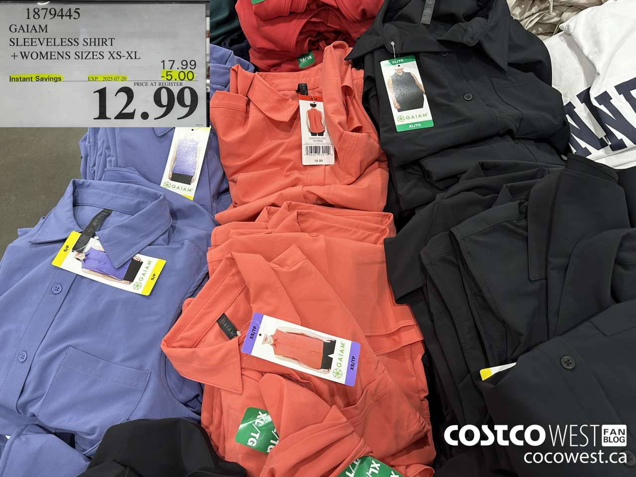 1879445 GAIAM SLEEVELESS SHIRT WOMENS SIZES XS-XL ($5.00 INSTANT SAVINGS EXPIRES ON 2025-07-20) $12.99