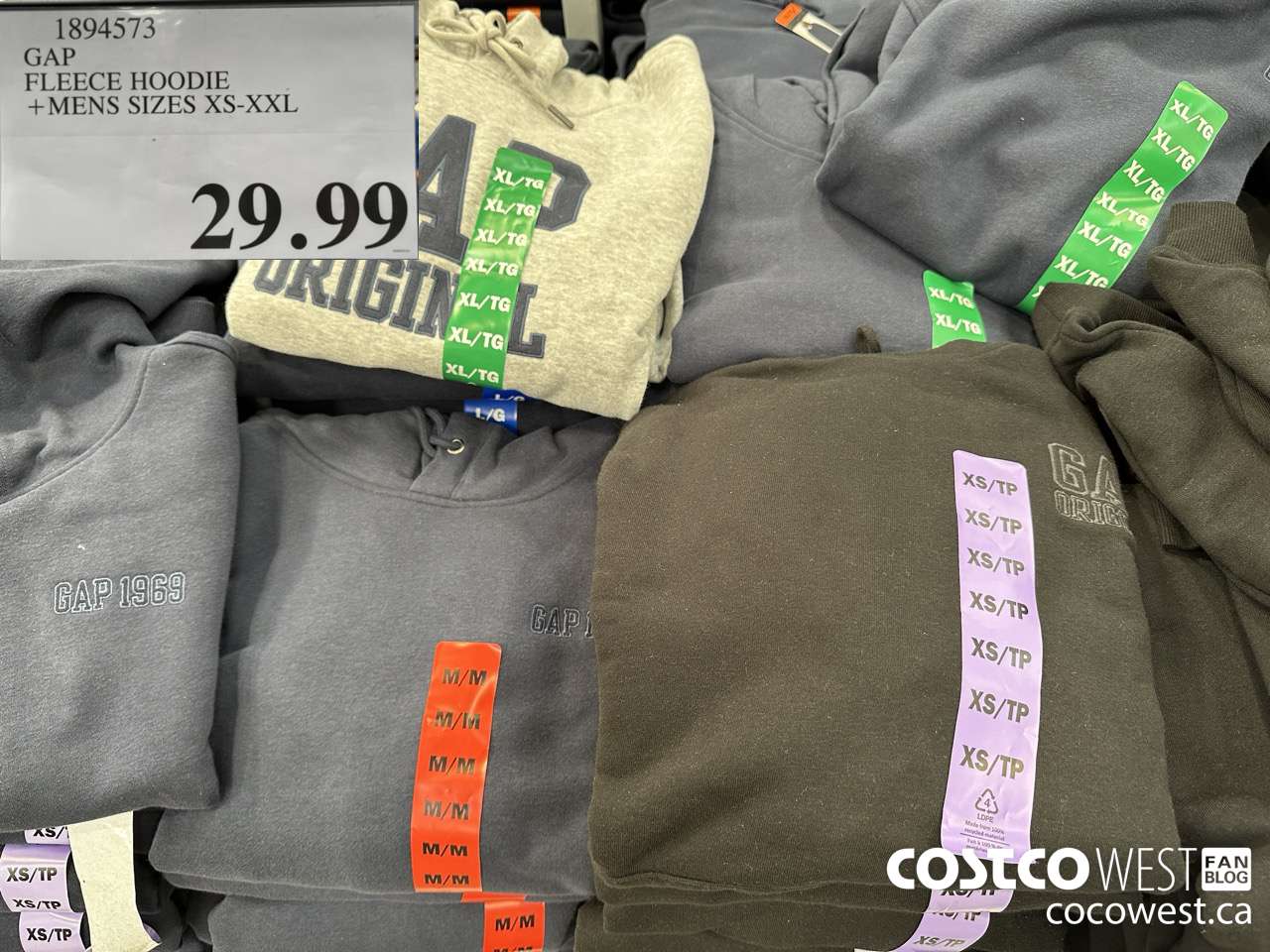 1894573 GAP FLEECE HOODIE MENS SIZES XS-XXL $29.99