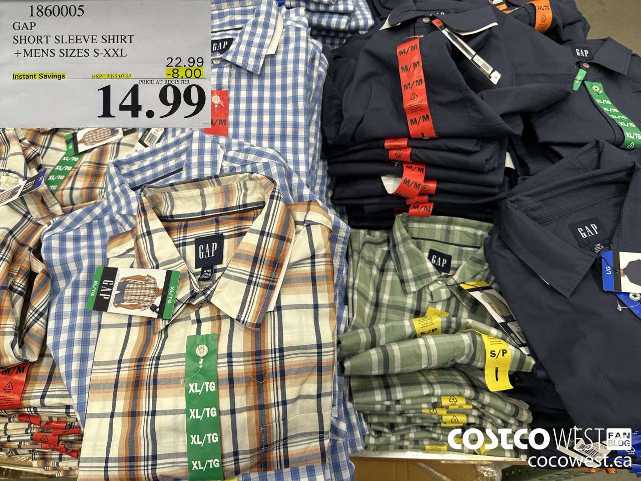 1860005 GAP SHORT SLEEVE SHIRT MENS SIZES S-XXL ($8.00 INSTANT SAVINGS EXPIRES ON 2025-07-27) $14.99