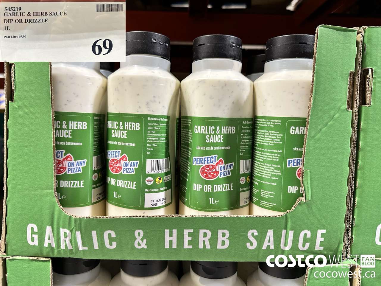 545219 GARLIC & HERB SAUCE DIP OR DRIZZLE 1L $69.00