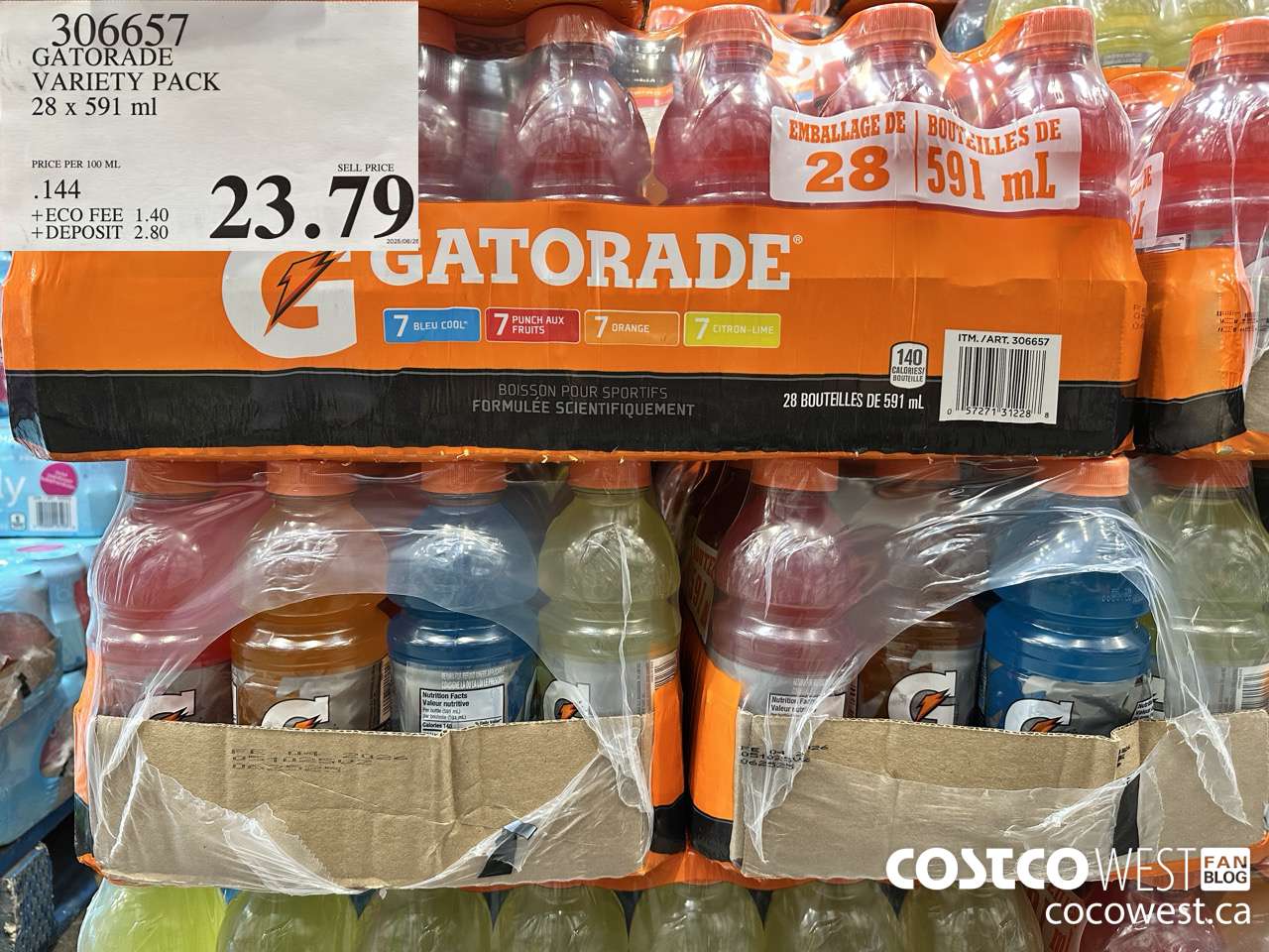 306657 GATORADE VARIETY PACK 28 x 591 ml $23.79