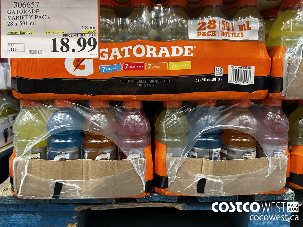 306657 GATORADE VARIETY PACK 28 x 591 ml ($5.00 INSTANT SAVINGS EXPIRES ON 2025-08-10) $18.99