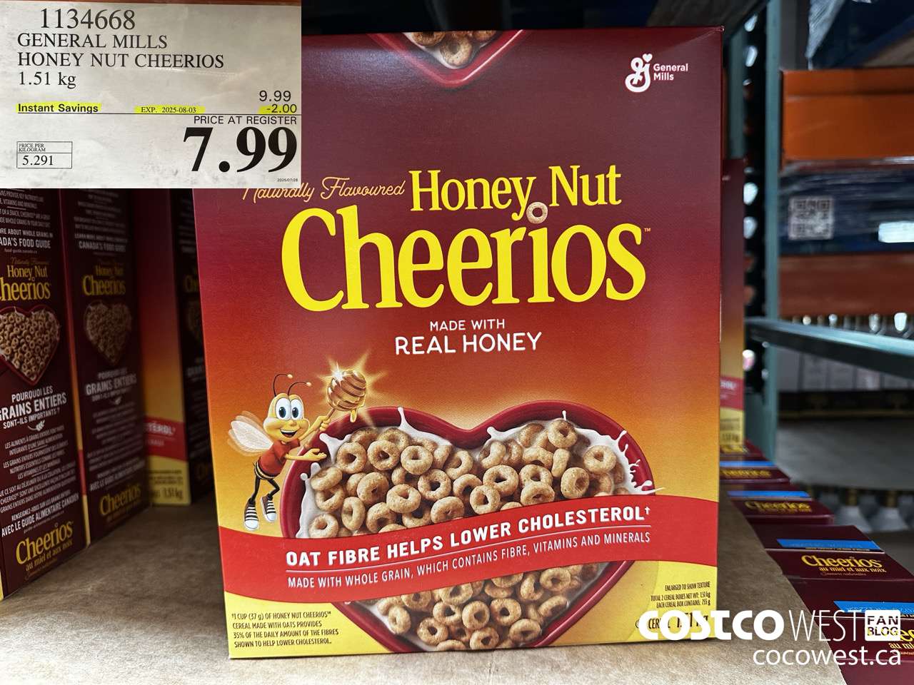 1134668 GENERAL MILLS HONEY NUT CHEERIOS 1.51 kg ($2.00 INSTANT SAVINGS EXPIRES ON 2025-08-03) $7.99