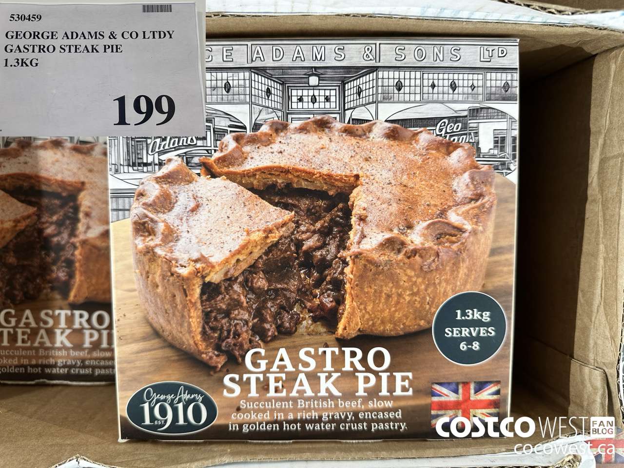 530459 GEORGE ADAMS & CO LTDY GASTRO STEAK PIE 1.3KG $199.00