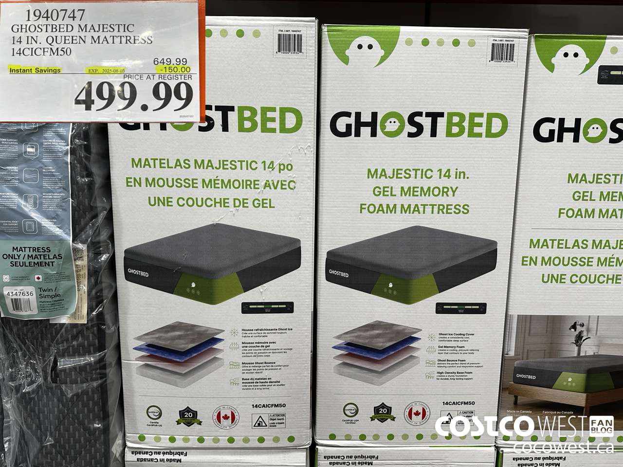 1940747 GHOSTBED MAJESTIC 14 IN QUEEN MATTRESS 14CICFM50 ($150.00 INSTANT SAVINGS EXPIRES ON 2025-08-03) $499.99