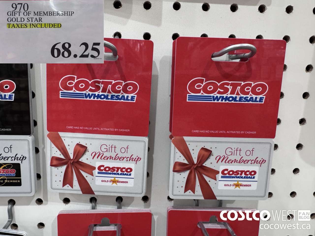 970 GIFT OF MEMBERSHIP GOLD STAR WEST CANADA TAXES INCLUDED $68.25