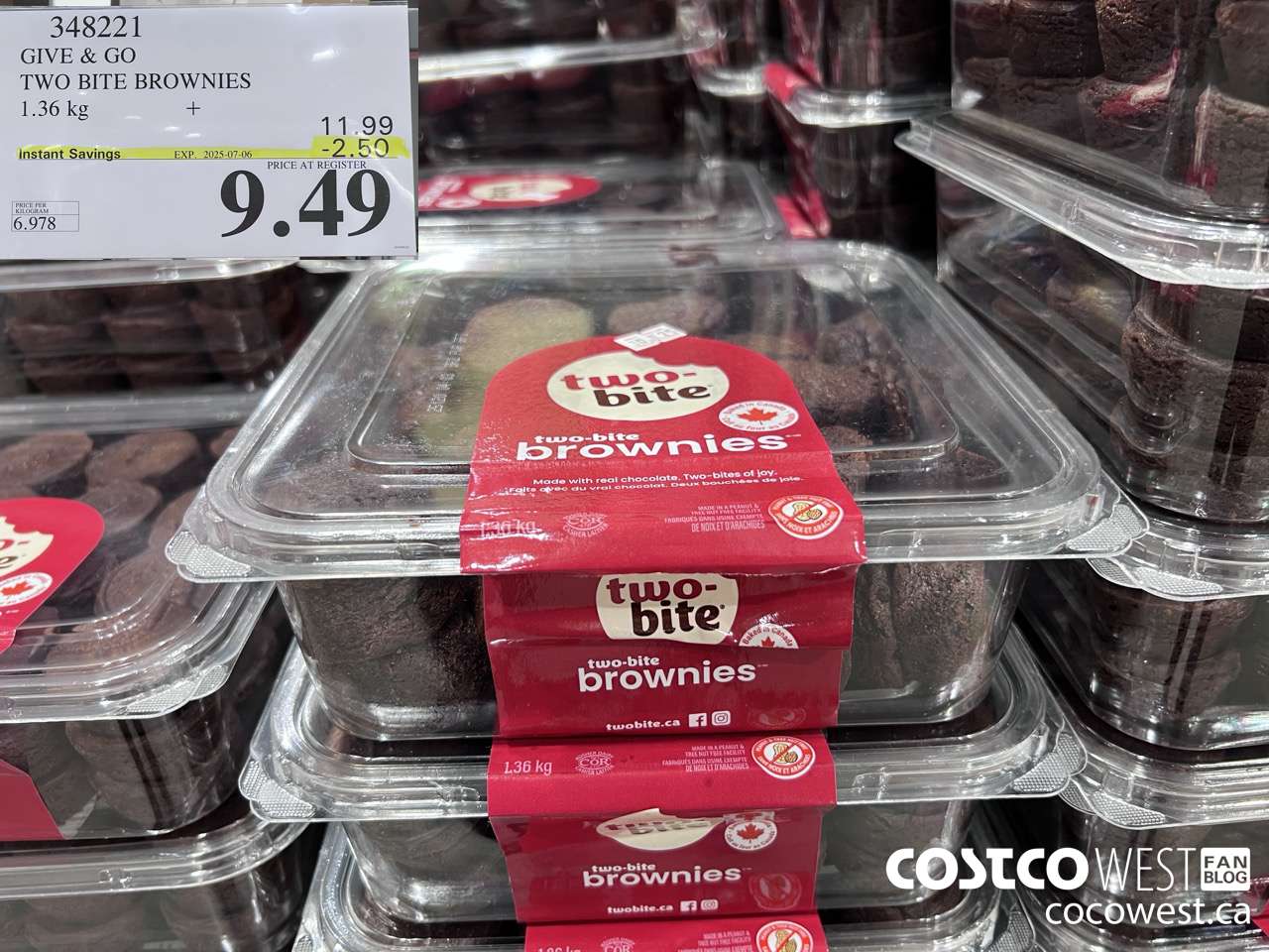 348221 GIVE & GO TWO BITE BROWNIES PACK OF 48 1.36 KG ($2.50 INSTANT SAVINGS EXPIRES ON 2025-07-06) $9.49