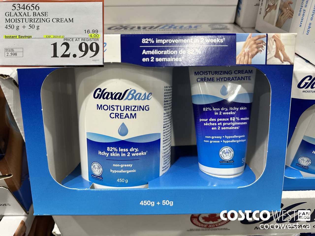 534656 GLAXAL BASE CREAM 450g + 50 g ($4.00 INSTANT SAVINGS EXPIRES ON 2025-07-13) $12.99