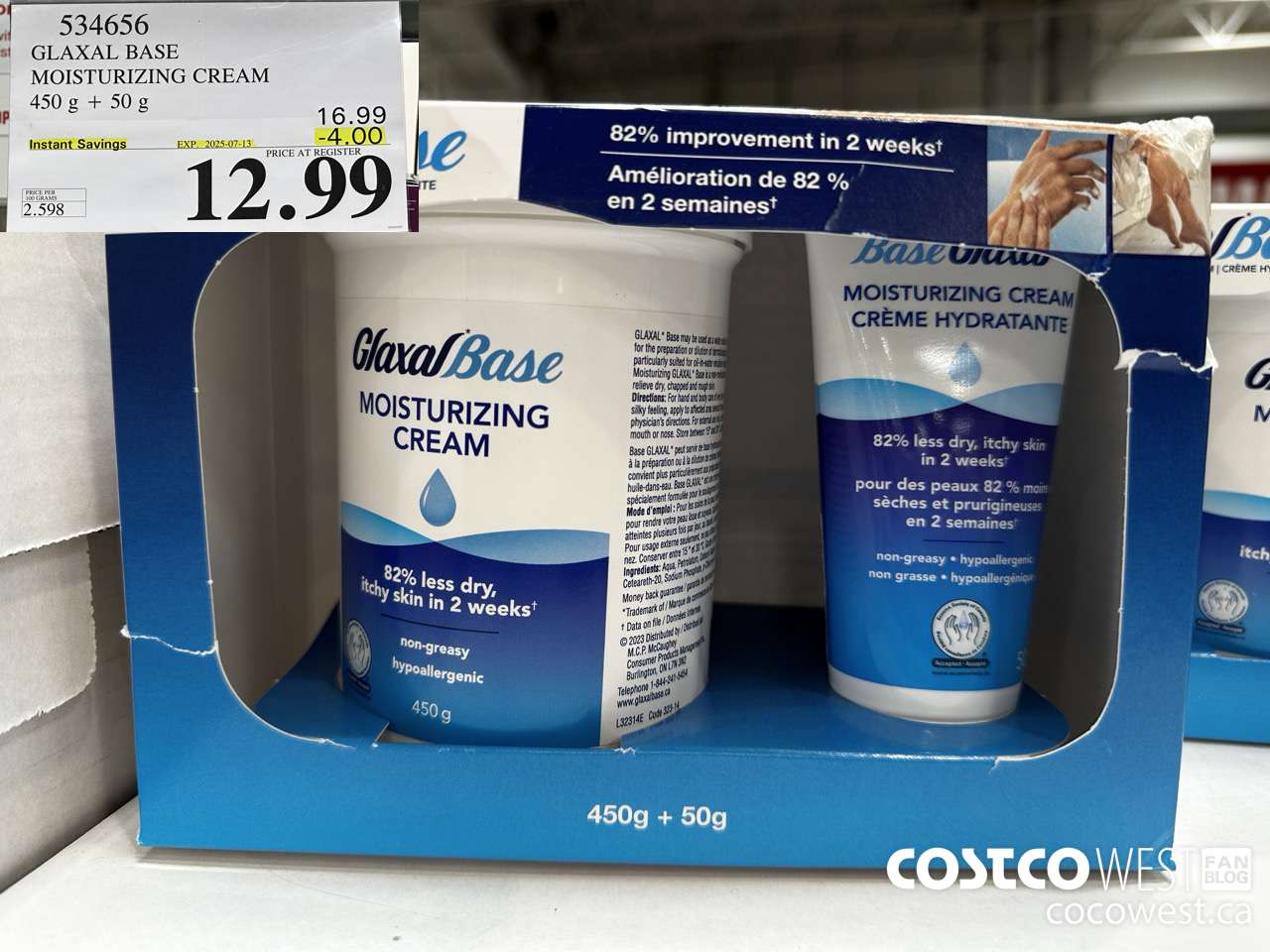 534656 GLAXAL BASE CREAM 450g + 50 g ($4.00 INSTANT SAVINGS EXPIRES ON 2025-07-13) $12.99