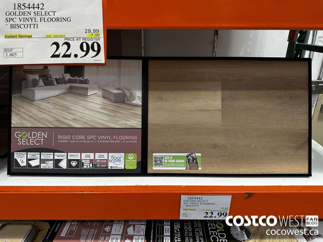 1854442 GOLDEN SELECT SPC VINYL FLOORING BISCOTTI ($7.00 INSTANT SAVINGS EXPIRES ON 2025-08-03) $22.99