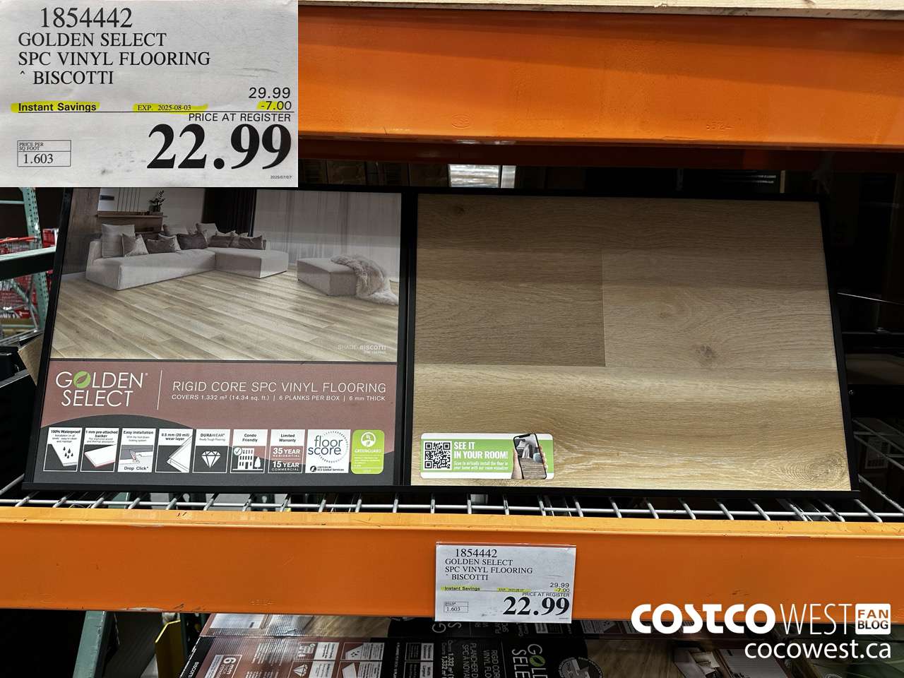 1854442 GOLDEN SELECT SPC VINYL FLOORING BISCOTTI ($7.00 INSTANT SAVINGS EXPIRES ON 2025-08-03) $22.99