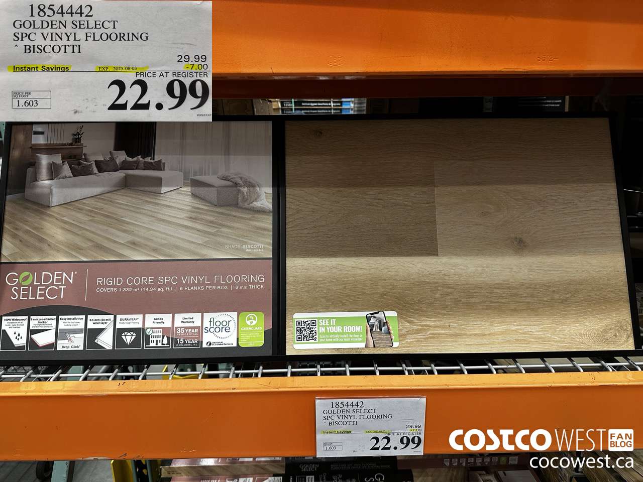 1854442 GOLDEN SELECT SPC VINYL FLOORING BISCOTTI ($7.00 INSTANT SAVINGS EXPIRES ON 2025-08-03) $22.99