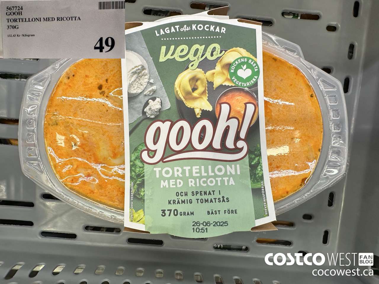 567724 GOOH TORTELLONI MED RICOTTA 370G $49.00