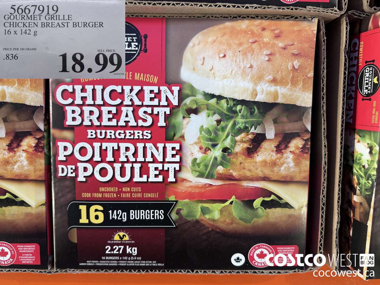 5667919 GOURMET GRILLE CHICKEN BREAST BURGER 16 X 142 G $18.99