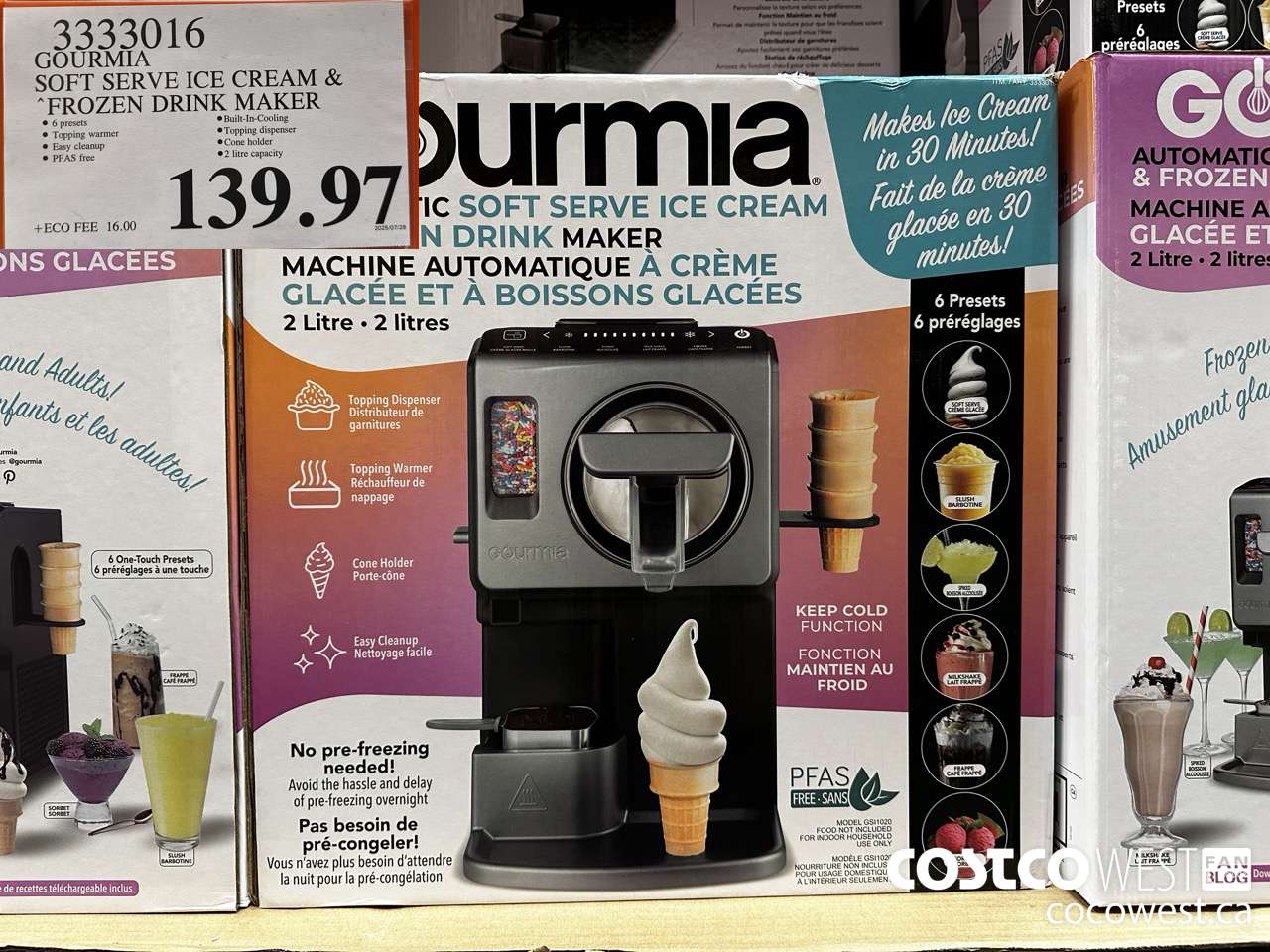 3333016 GOURMIA SOFT SERVE ICE CREAM & FROZEN DRINK MAKER $139.97