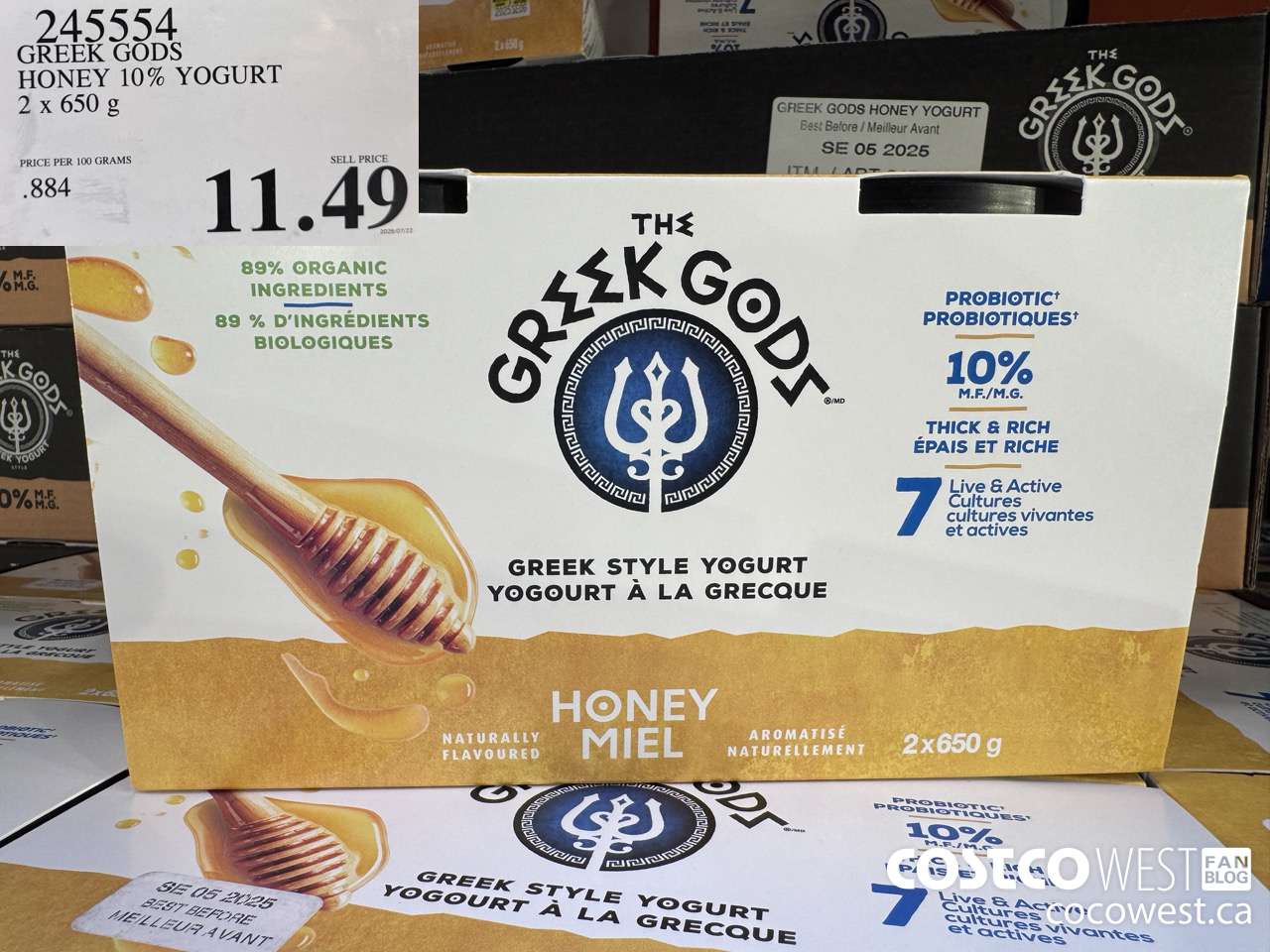 245554 GREEK GODS HONEY 10% YOGURT 2 X 650G $11.49