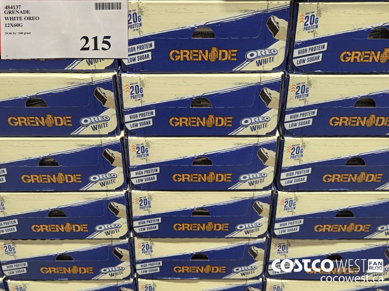 484137 GRENADE WHITE OREO 12 X 60G $215.00