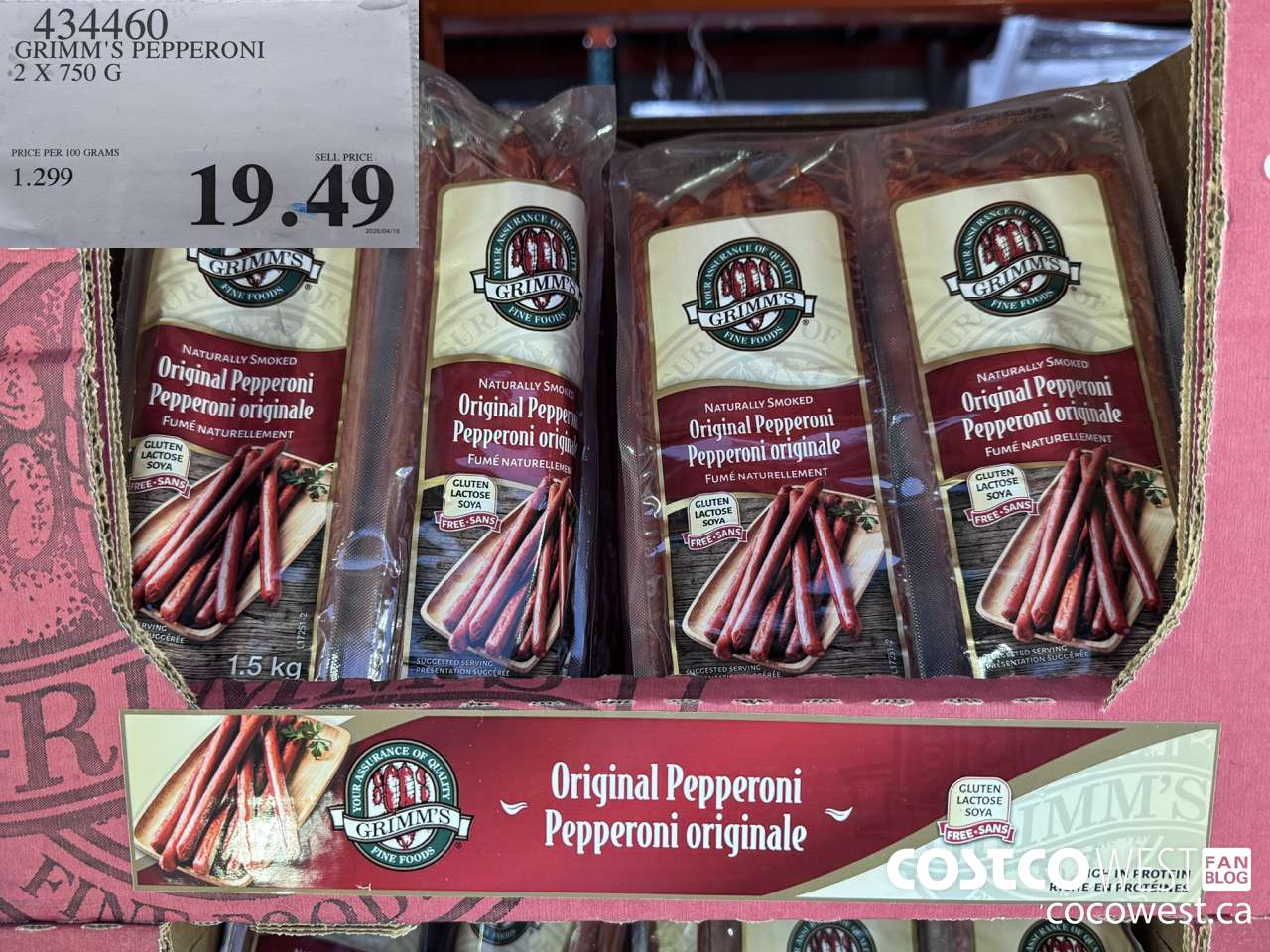 434460 GRIMM'S NATURAL FRESH PEPPERONI 2 x 750 g $19.49