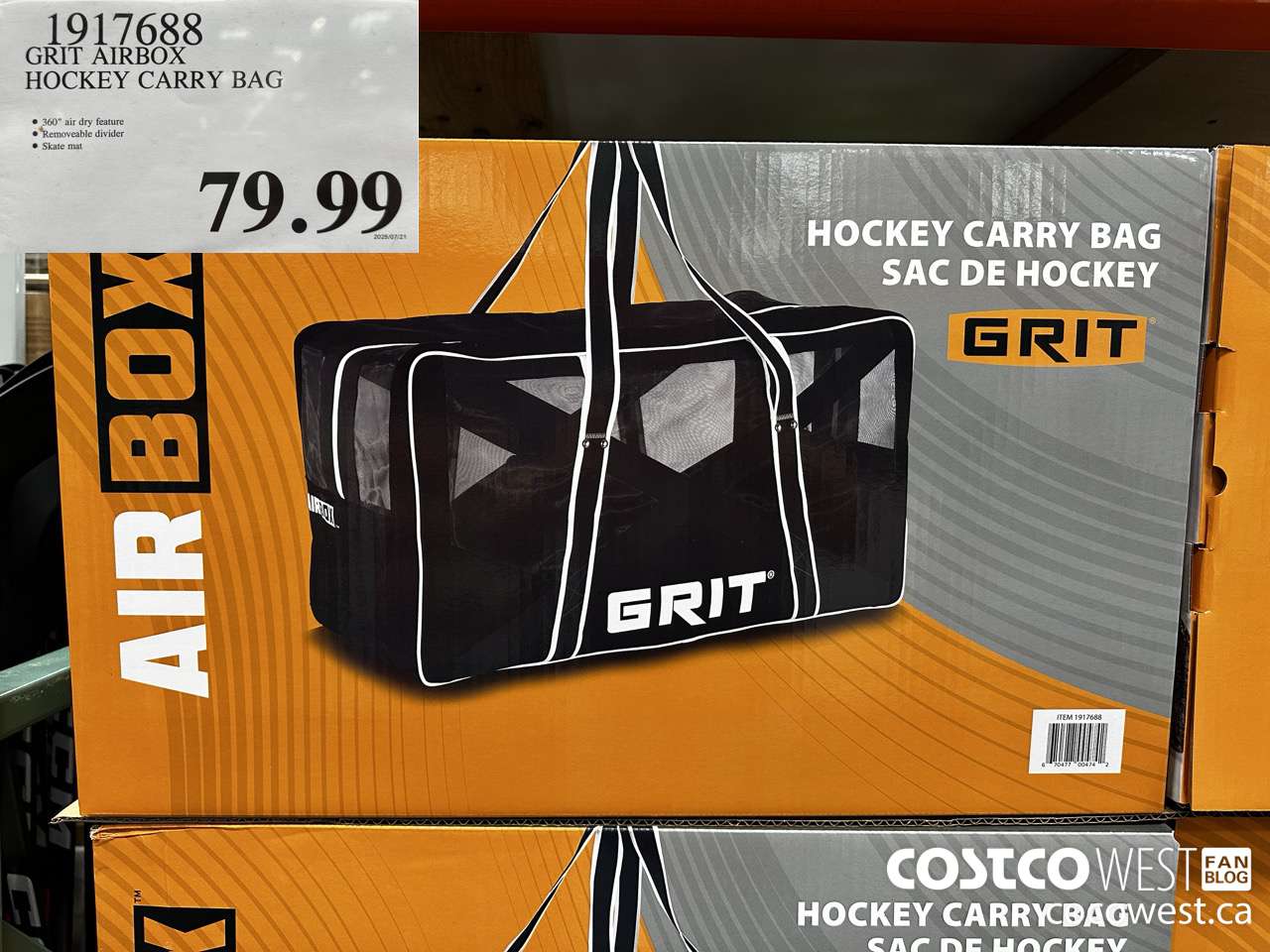 1917688 GRIT AIRBOX HOCKEY CARRY BAG $79.99